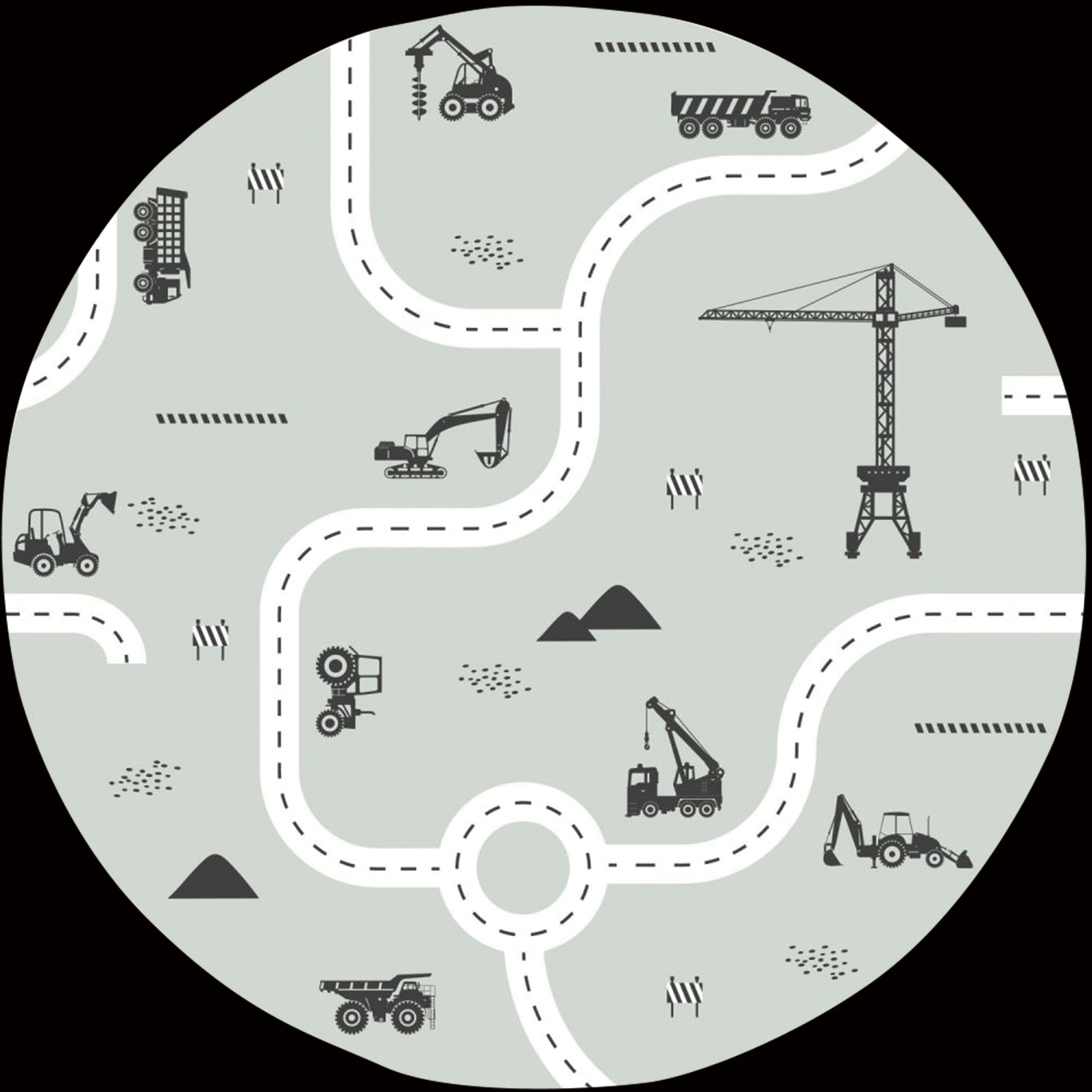 self-adhesive round wall sticker-Vehicles