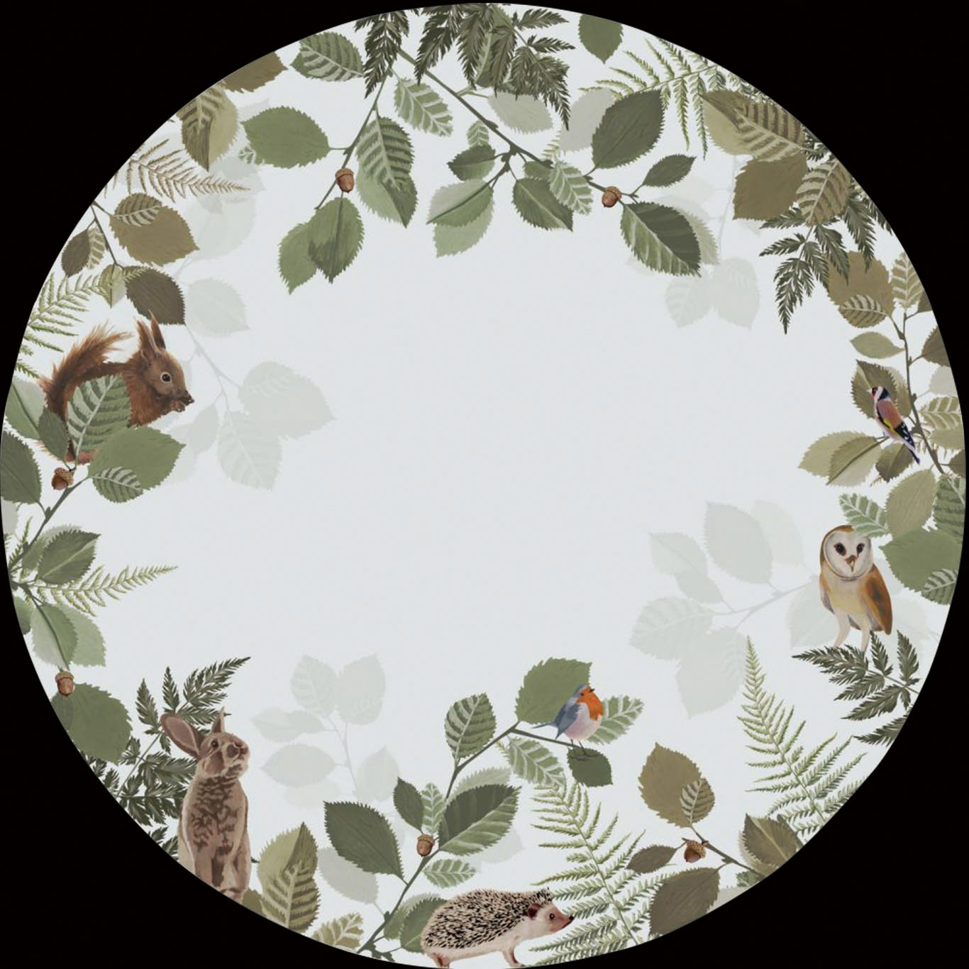 self-adhesive round wall sticker-Forest Animals