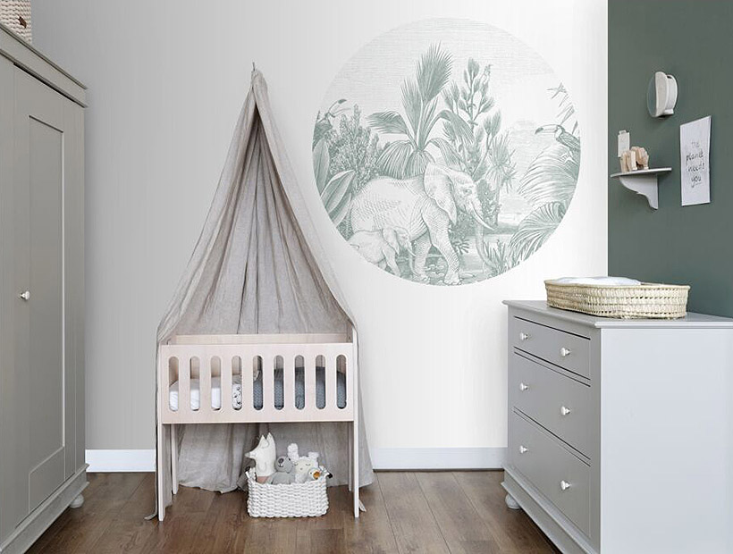 self-adhesive round wall sticker-Jungle