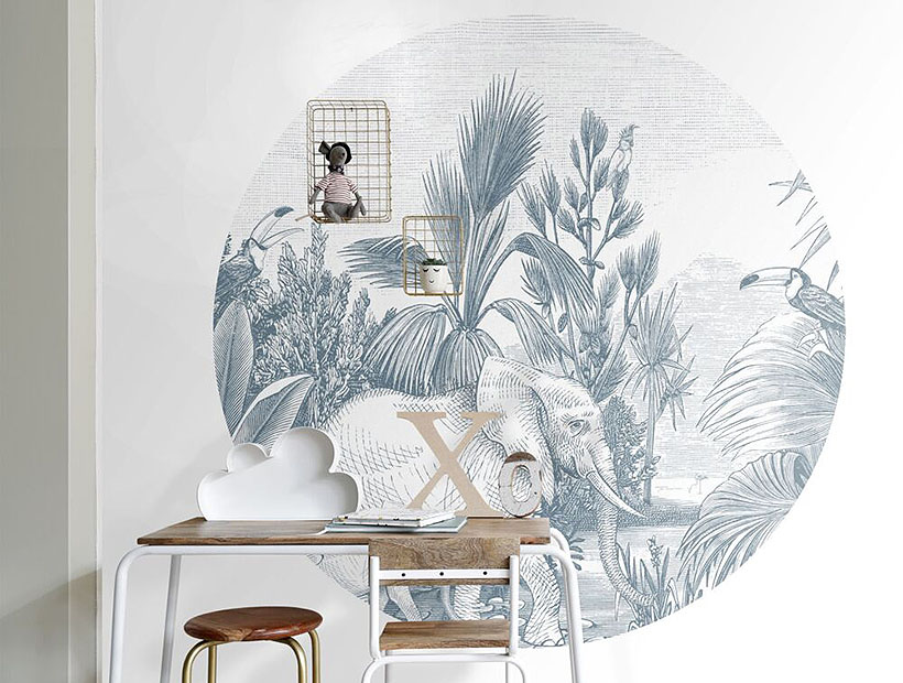 self-adhesive round wall sticker-Jungle
