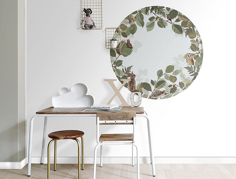 self-adhesive round wall sticker-Forest Animals