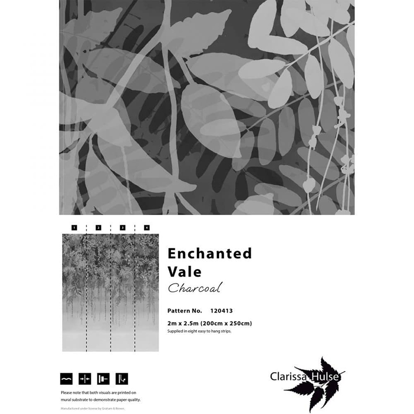 ENCHANTED VALE FIXED SIZE MURAL – CHARCOAL